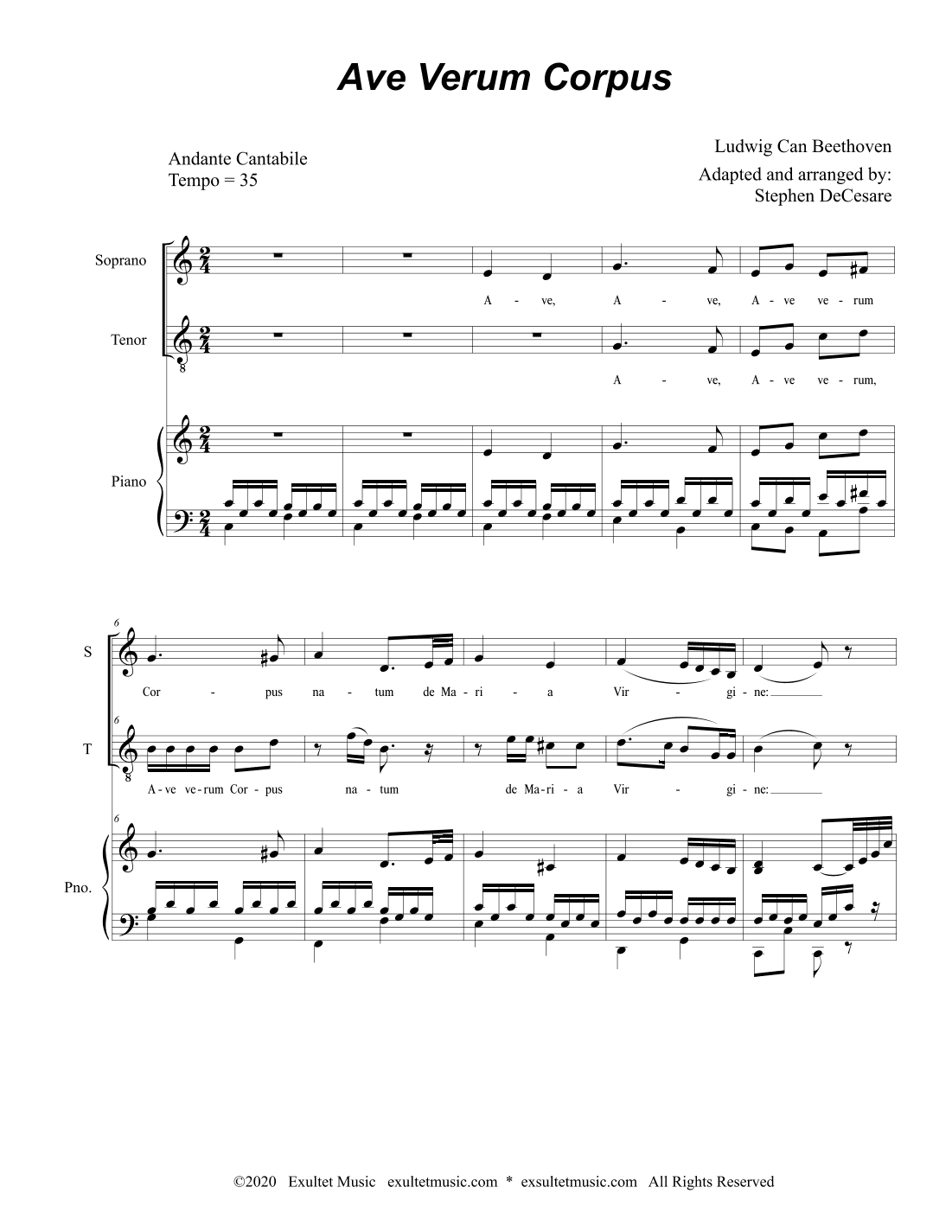 Ave Verum Corpus (Duet for Soprano and Tenor solo) (arr. Stephen DeCesare)