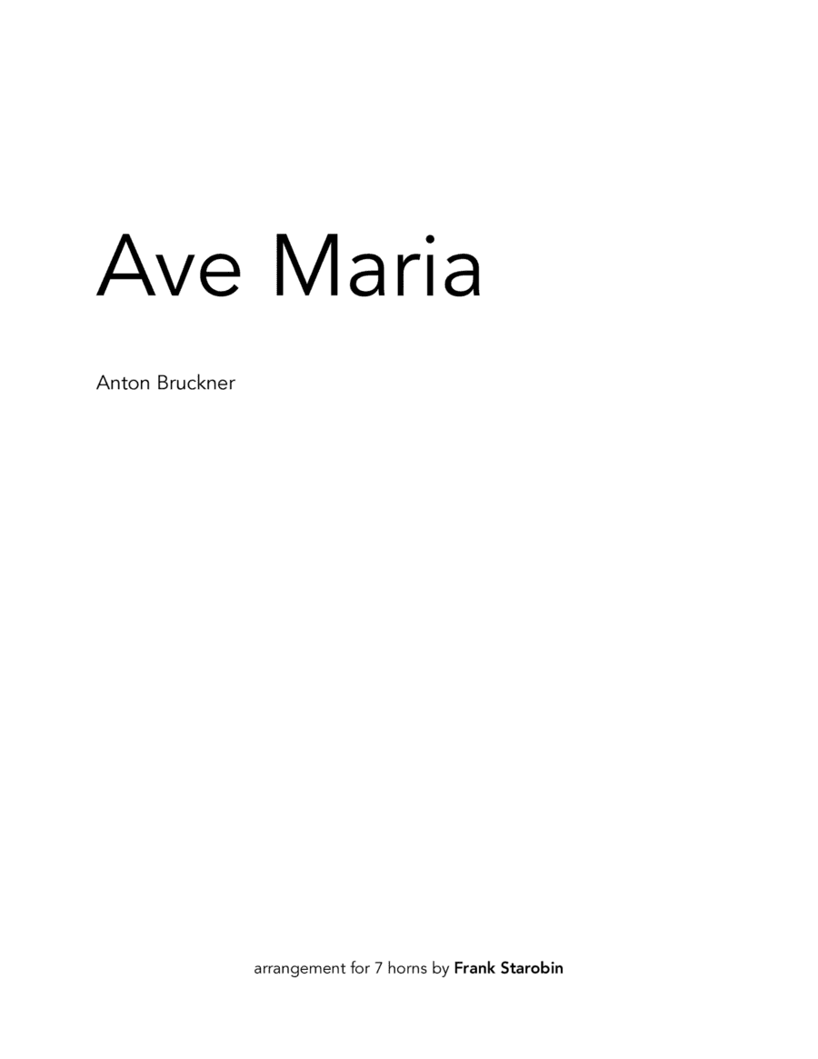Bruckner's Ave Maria for Horn Choir (arr. Frank Starobin)