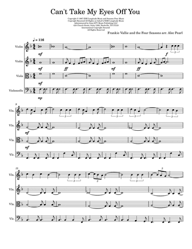 Can't Take My Eyes Off Of You (arr. Alec Pearl)