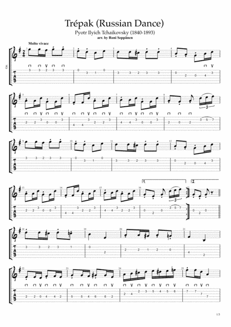 Trepak (Russian Dance) for Flatpicking Guitar / Electric Guitar (arr. Roni Seppänen)