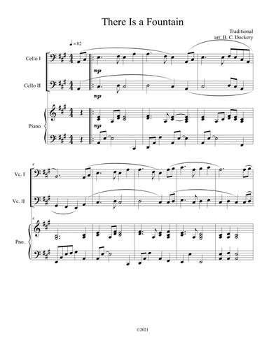 There Is a Fountain (Cello Duet) with piano accompaniment (arr. B. C. Dockery)