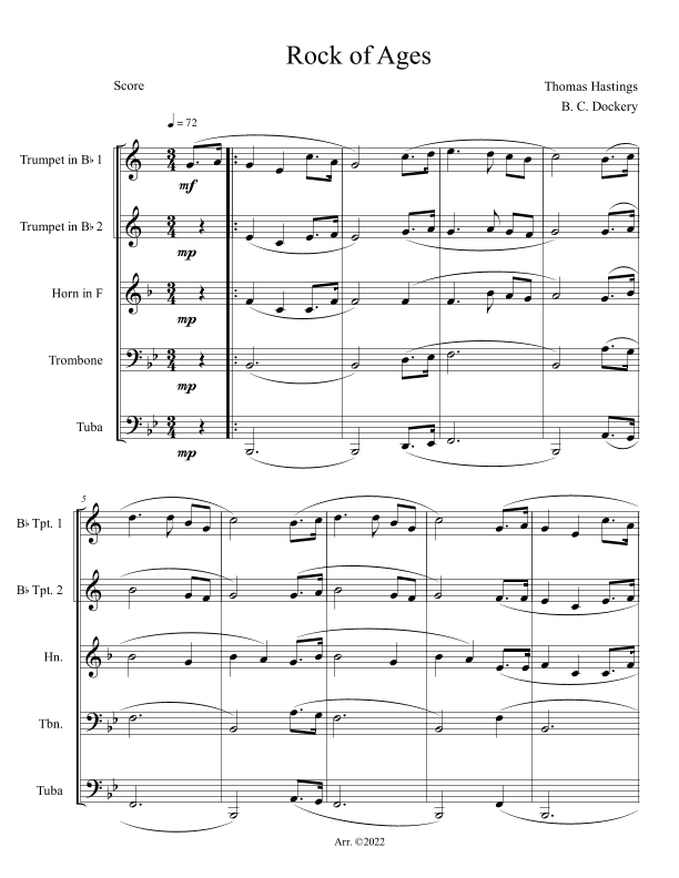 Rock of Ages (Brass Quintet) (arr. B. C. Dockery)