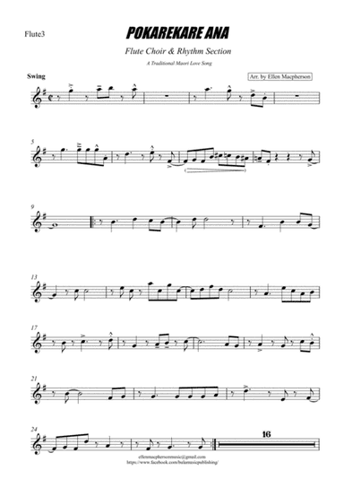 POKAREKARE ANA - Flute Choir & Rhythm Section (Flute 3) (arr. Ellen Macpherson)