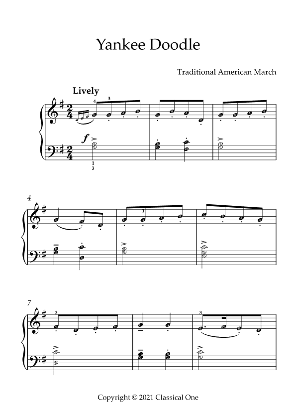Traditional American March - Yankee Doodle(With Note name) (arr. MPS)