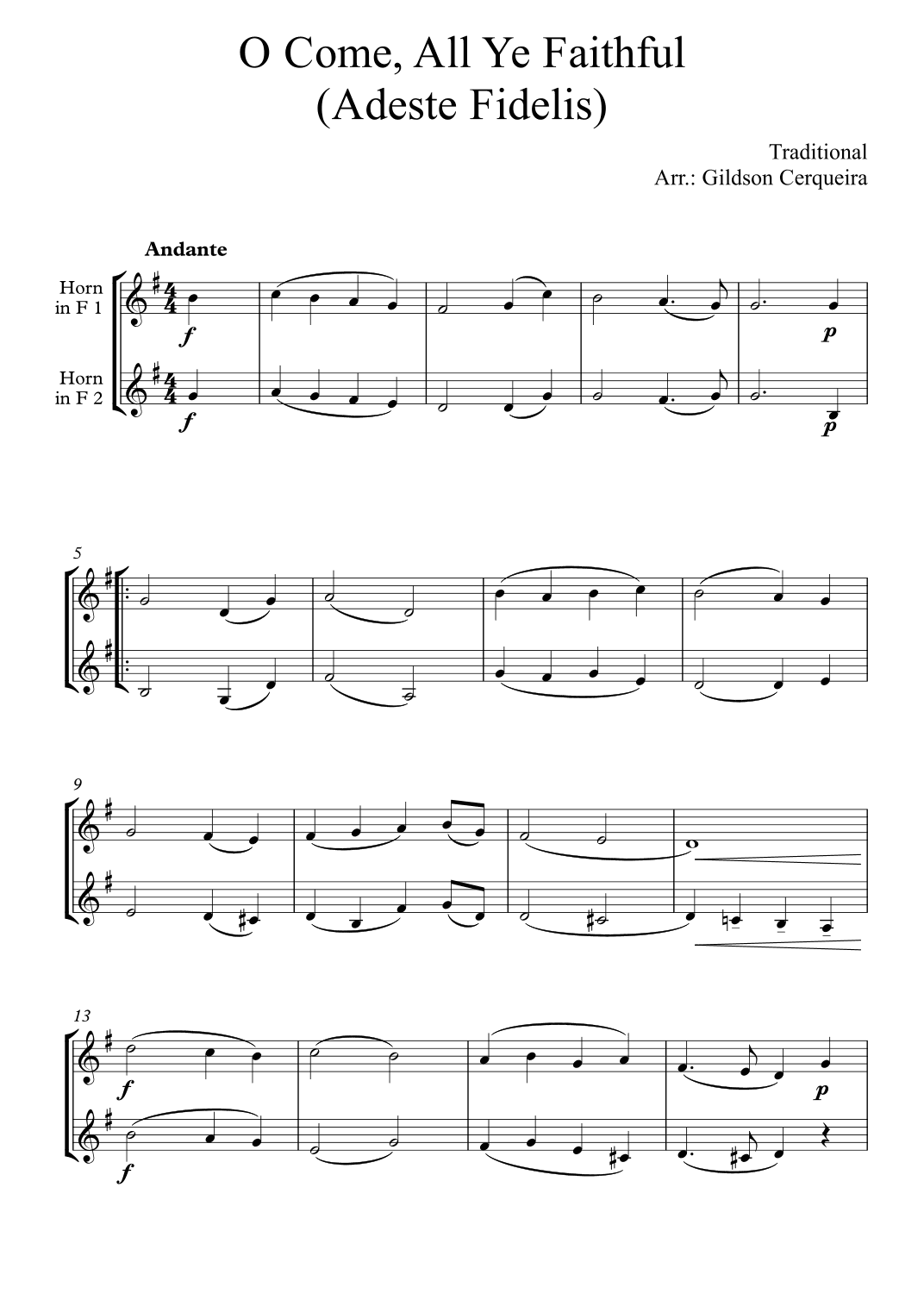 O Come, All Ye Faithful (Adeste Fidelis) (arr. Gildson Cerqueira)