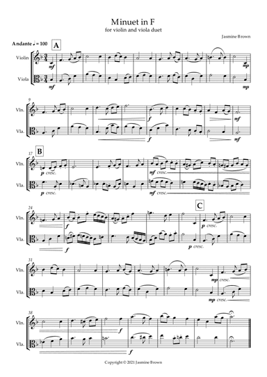 Minuet in F - Violin and Viola Duet
