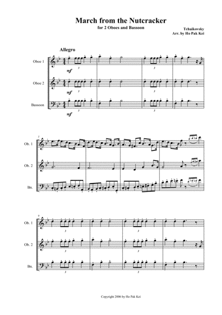 March from the Nutcracker for 2 Oboes and Bassoon (arr. Ho Pak Kei)