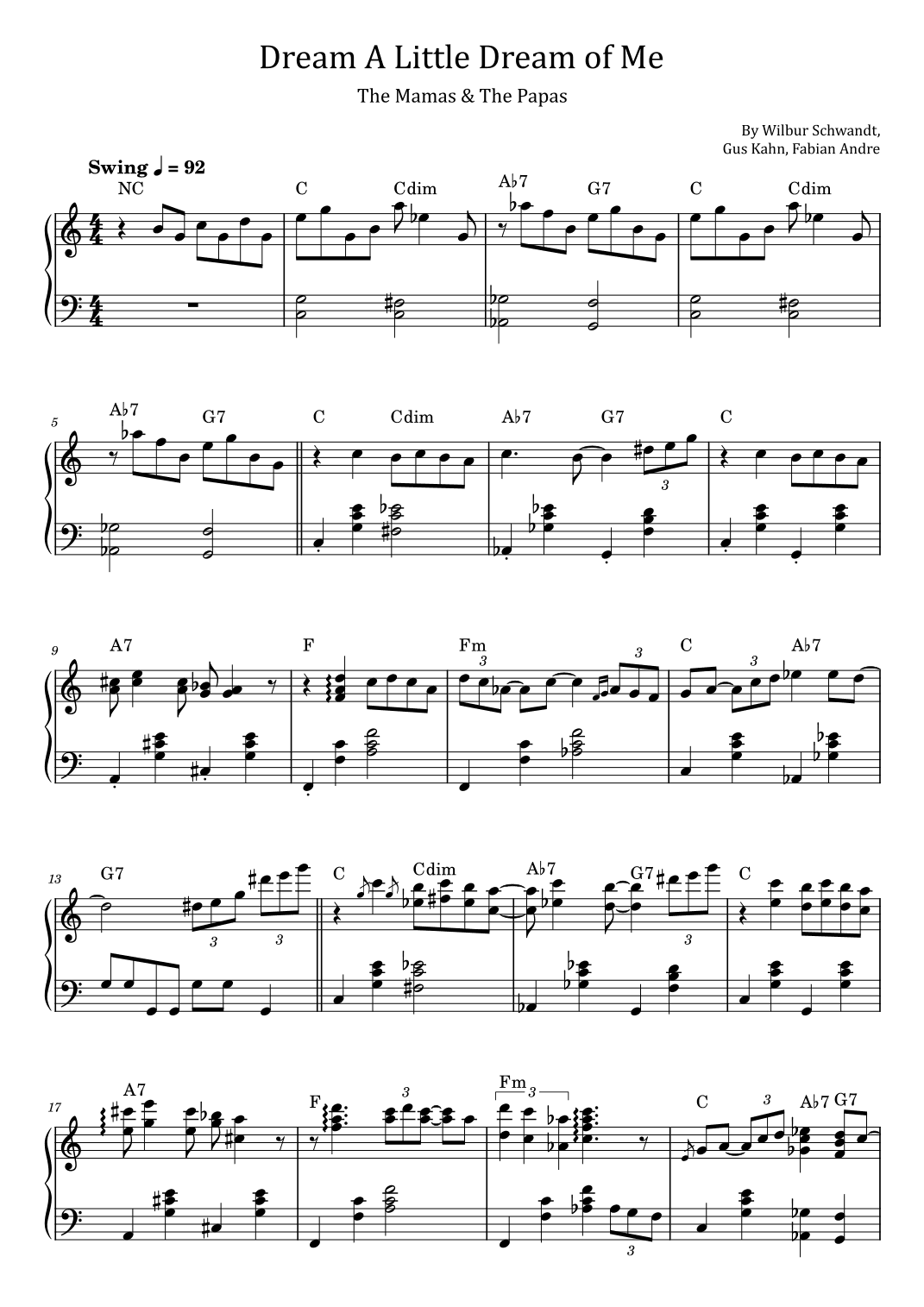 Dream A Little Dream Of Me (arr. poon)