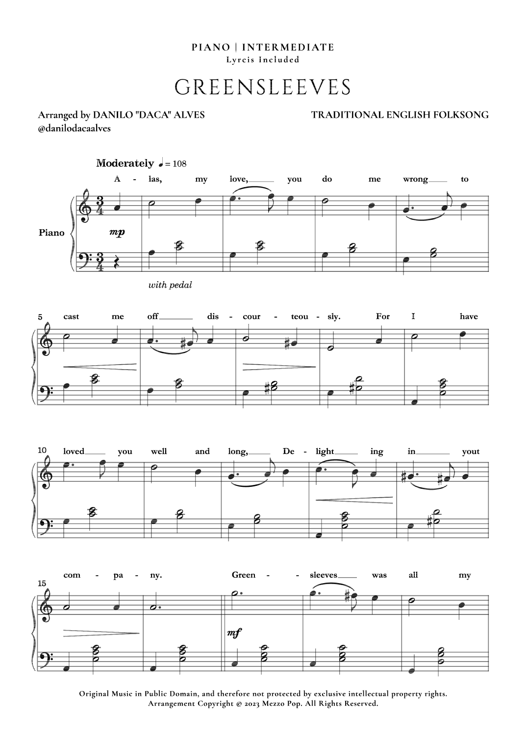 Greensleeves (arr. Danilo "Daca" Alves)