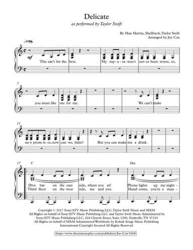 Delicate (arr. Joe Cox)