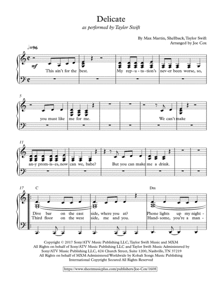 Delicate (arr. Joe Cox)