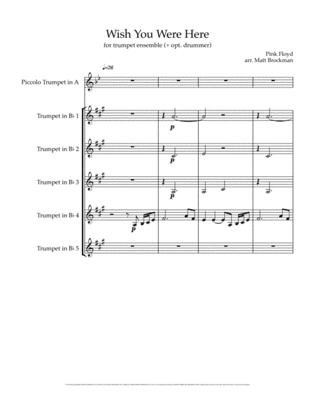 Wish You Were Here (arr. Matt Brockman)