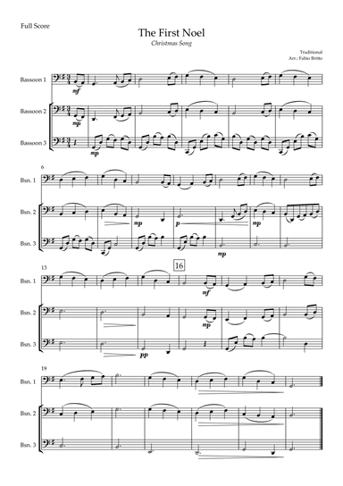 The First Noel (Christmas Song) for Bassoon Trio (arr. Fabio Britto)