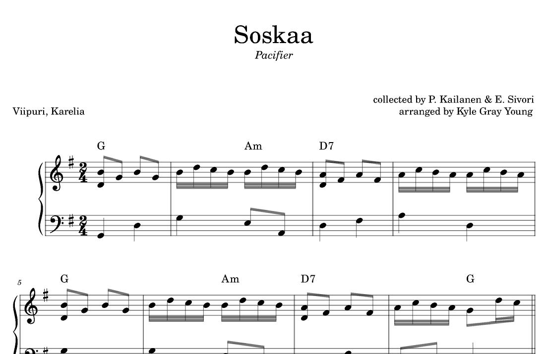 Soskaa (Pacifier) (piano solo) (arr. Kyle Gray Young)