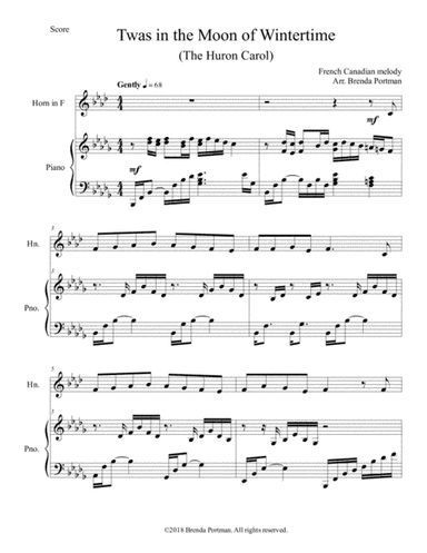 Twas in the Moon of Wintertime/The Huron Carol (horn/piano), arr. Brenda Portman (arr. Brenda Portman)