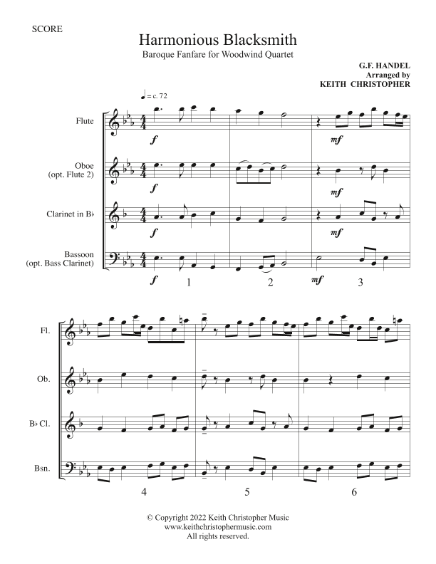 Harmonious Blacksmith (A Baroque Fanfare for Woodwind Quartet) (arr. Keith Christopher)