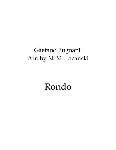 Rondo in A Major (arr. Nick Lacanski)