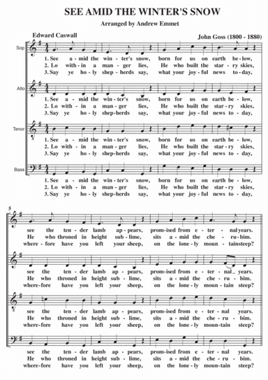 See Amid The Winter's Snow A Cappella SATB (arr. Andrew Emmet)