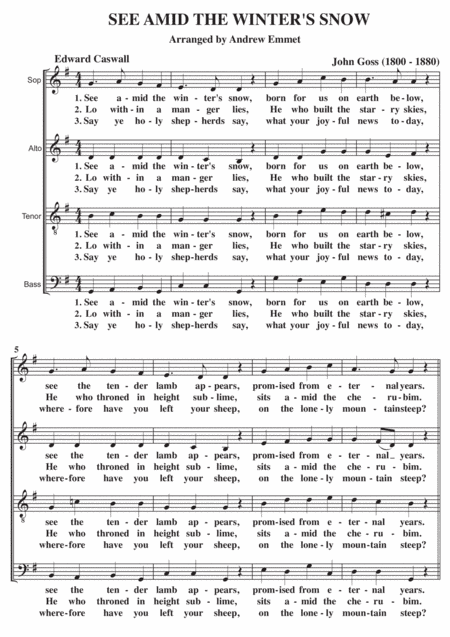 See Amid The Winter's Snow A Cappella SATB (arr. Andrew Emmet)