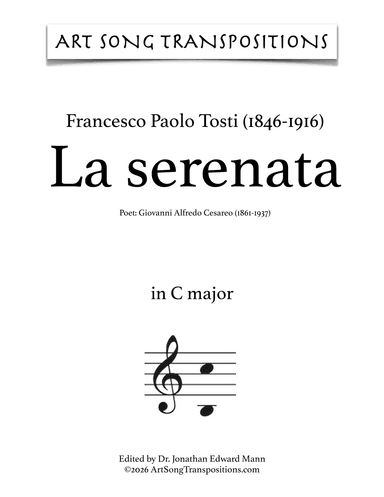 TOSTI: La serenata (transposed to C major) (arr. ArtSongTranspositions.com)