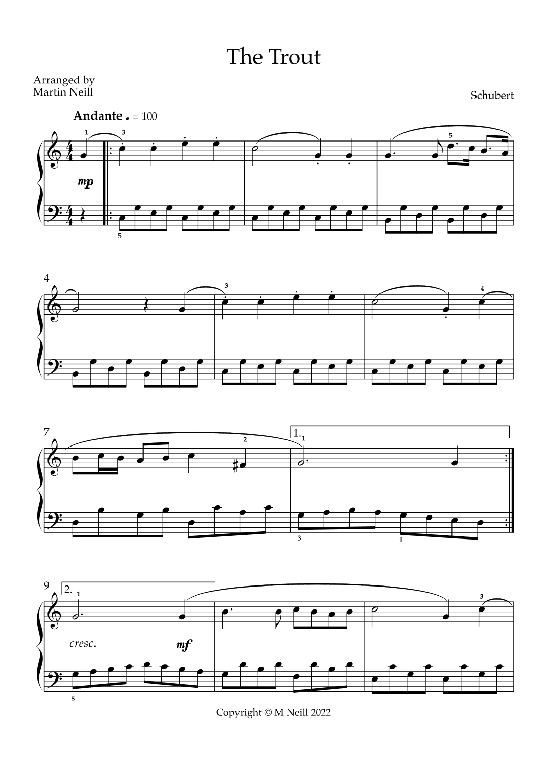 The Trout (Theme from the 4th movement of Quintet in A major) (arr. Martin Neill)