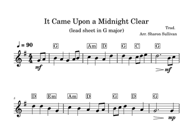 It Came Upon  a Midnight Clear (large print lead sheet) (arr. Sharon Sullivan)