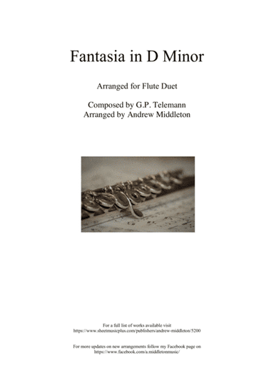 Fantasia in D Minor arranged for Flute Duet (arr. Andrew Middleton)