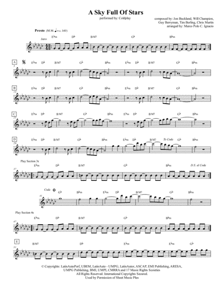 A Sky Full Of Stars (arr. Marco Polo Ignacio)
