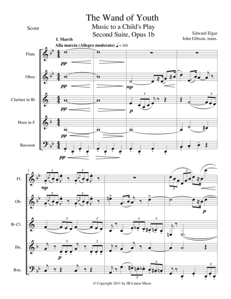 Wand of Youth Selections for woodwind quintet (arr. John Gibson)