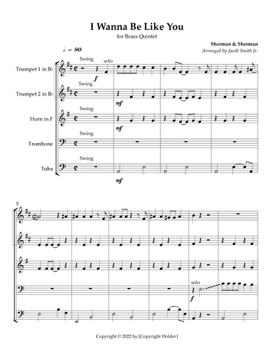 I Wan'na Be Like You (the Monkey Song) (arr. Jacob Smith Jr)