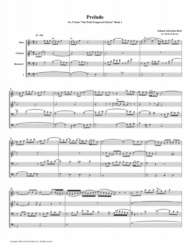 Prelude 09 from  Well-Tempered Clavier, Book 1 (Woodwind Quartet) (arr. Richard Byrnes)