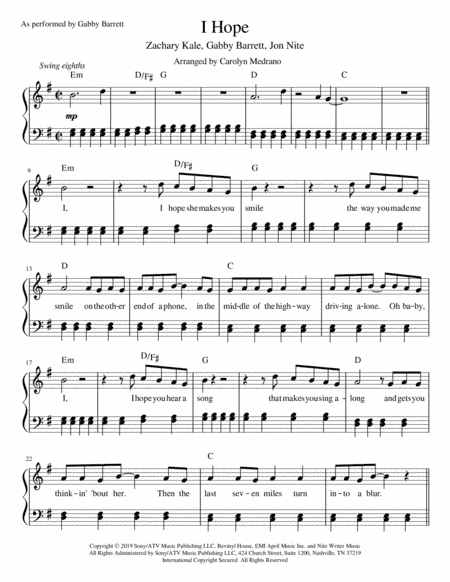 I Hope (arr. Carolyn Medrano)