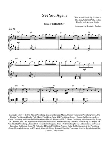 See You Again from FURIOUS 7 (arr. Stanislav Borisov)