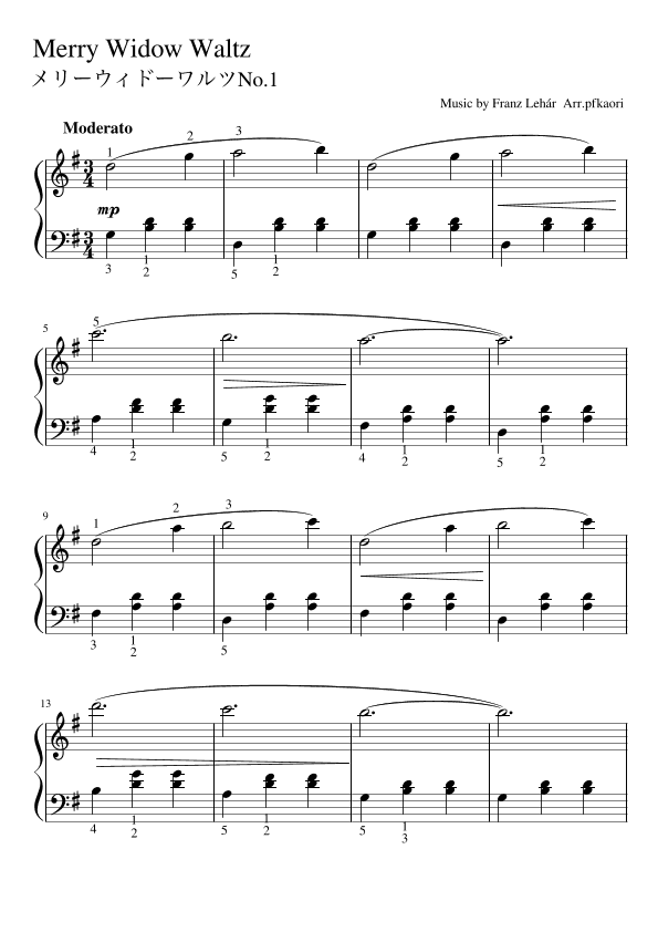 "Merry Widow WaltzNo.1" (Gdur) (arr. pfkaori)