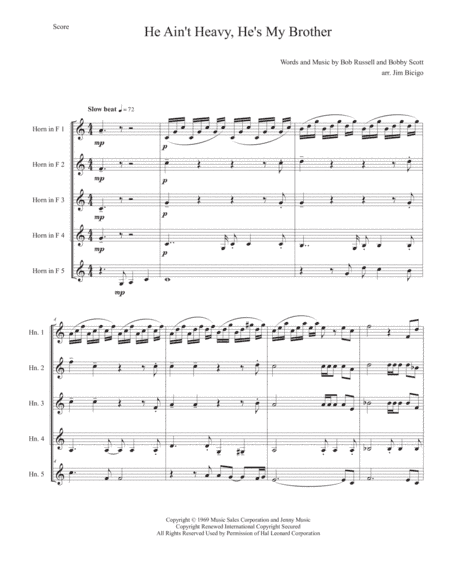 He Ain't Heavy, He's My Brother (arr. Jim Bicigo)