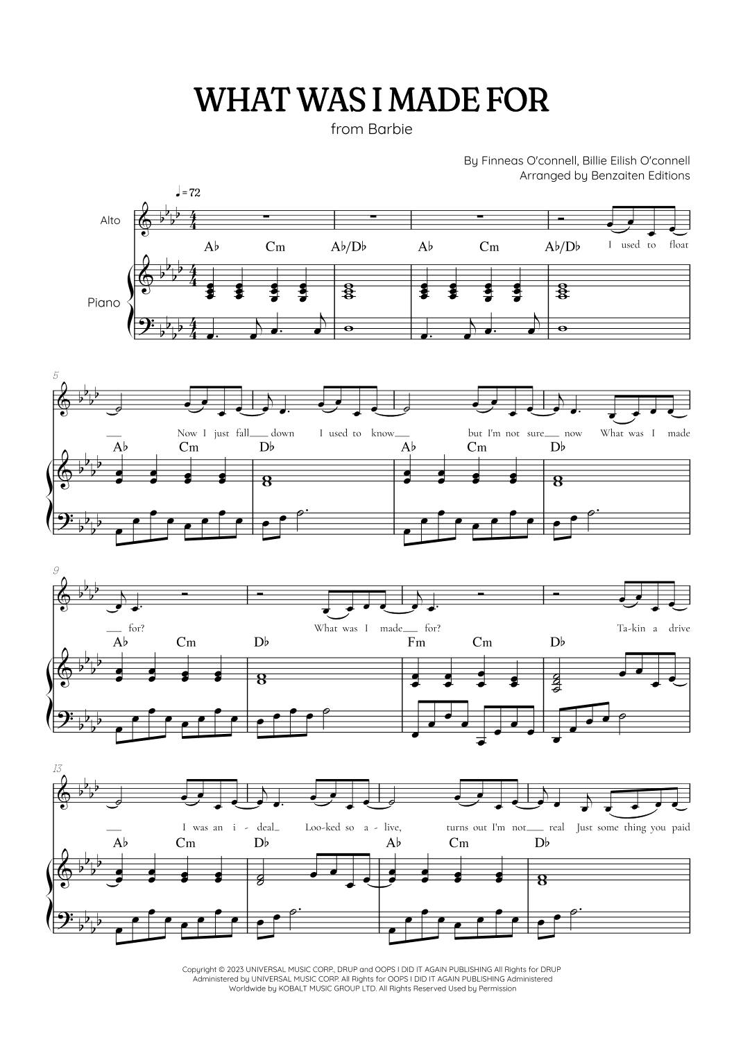 What Was I Made For? (arr. Benzaiten Editions)