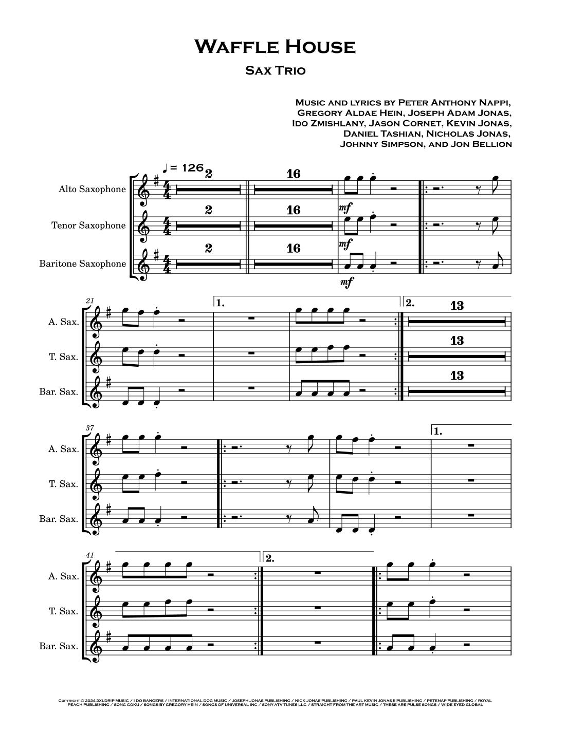 Waffle House (arr. David Lartey)