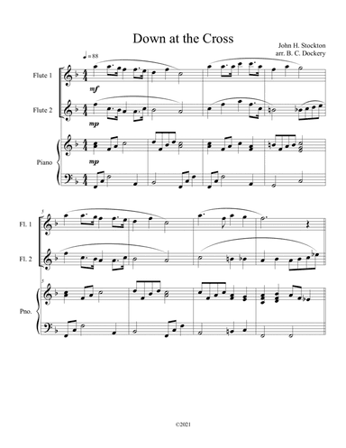 Down at the Cross (flute duet) with optional piano accompaniment (arr. B. C. Dockery)