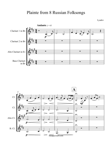 8 Russian Folksongs Plainte (arr. Nick Lacanski)