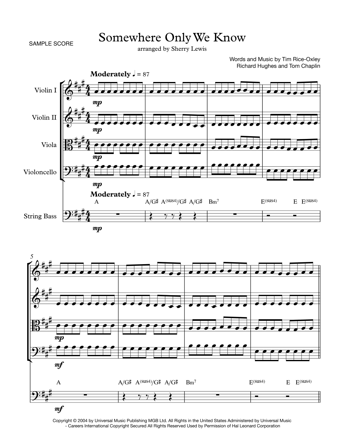 Somewhere Only We Know (arr. Sherry Lewis)