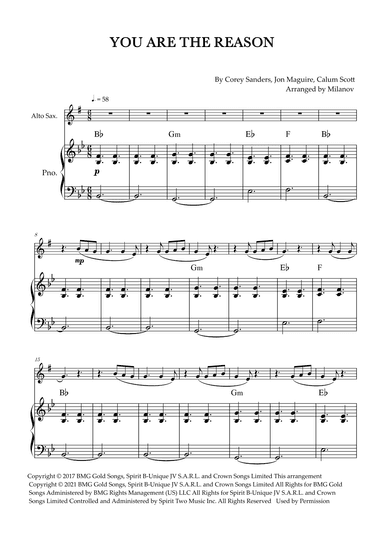 You Are The Reason (arr. Milanov)