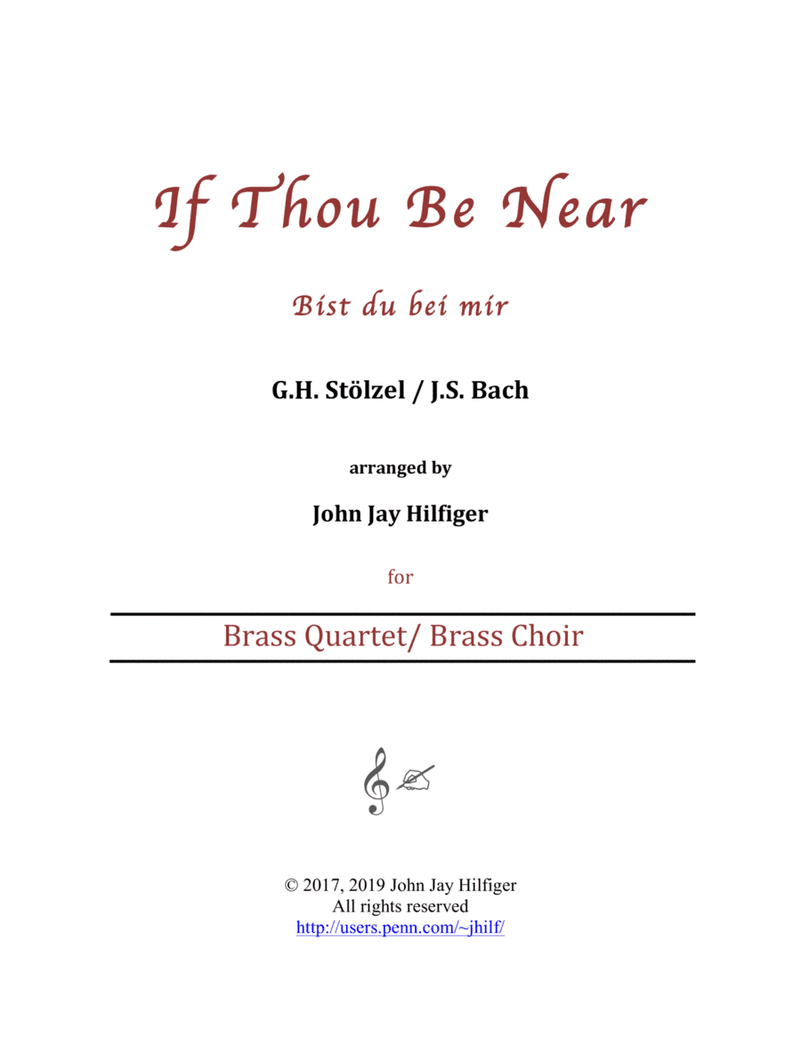 If Thou be Near (Bist di bei mir) for Brass Quartet (arr. John Jay Hilfiger)