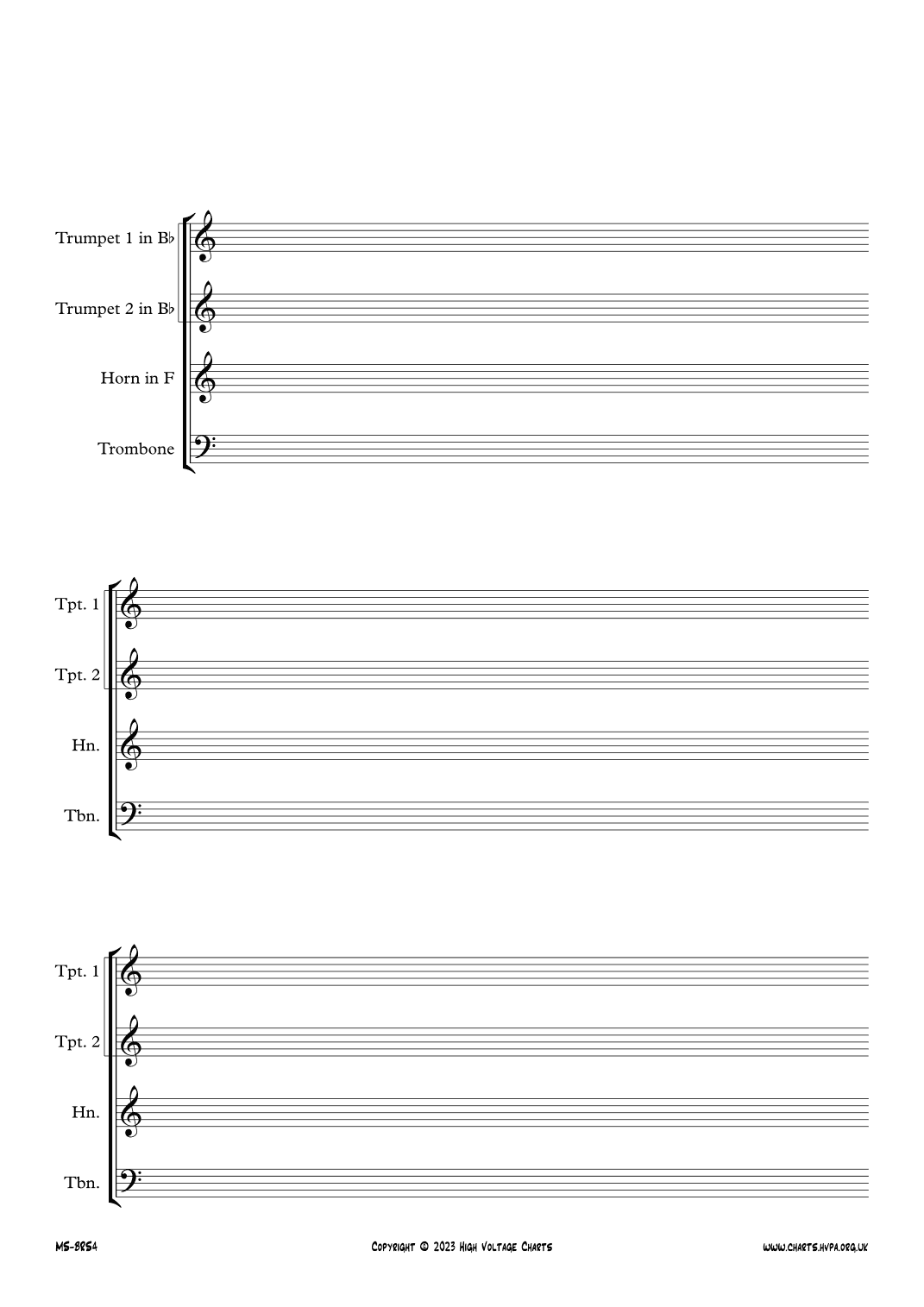 Manuscript Paper - Brass Quartet