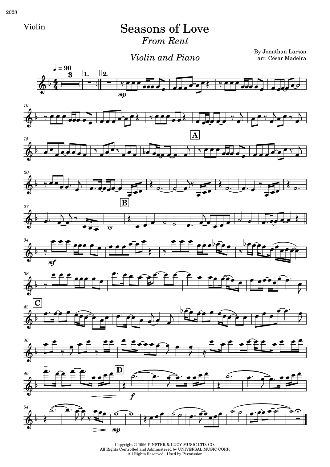 Seasons Of Love (arr. César Madeira)