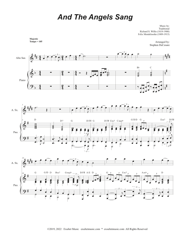 And The Angels Sang (Alto Saxophone and Piano) (arr. Stephen DeCesare)