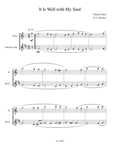 It Is Well with My Soul (Flute and Clarinet Duet) (arr. B. C. Dockery)