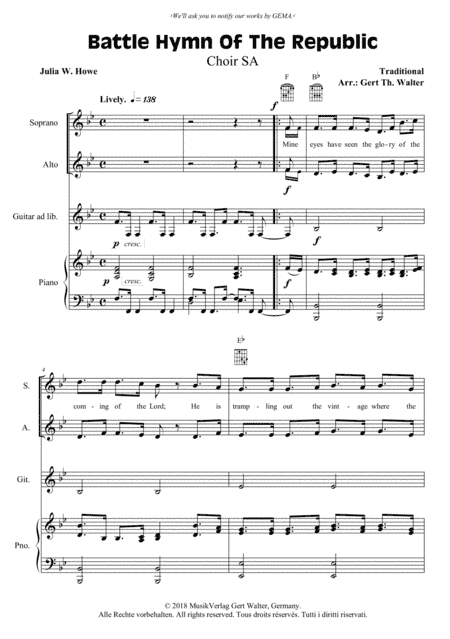 Battle Hymn Of The Republic (arr. Gert Th. Walter)