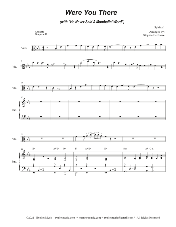 Were You There (with "He Never Said A Mumbalin' Word") (Viola solo and Piano) (arr. Stephen DeCesare)
