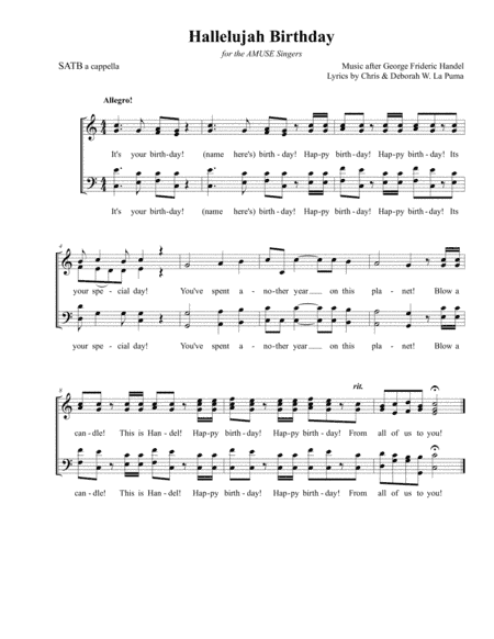 Hallelujah Birthday Song (arr. Chris and Deborah Wicks La Puma)
