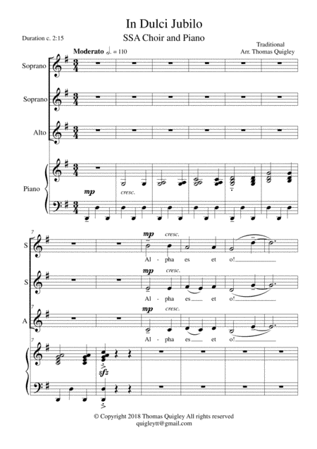 In Dulci Jubilo (arr. Thomas Quigley)